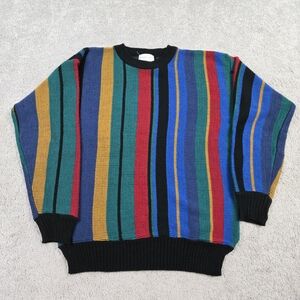 Vintage Chapel Hill Grandpa Crew Neck Sweater mens M  Striped Colorful Knit